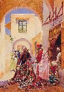 Giulio Rosati Les marchands de tapis oil on canvas